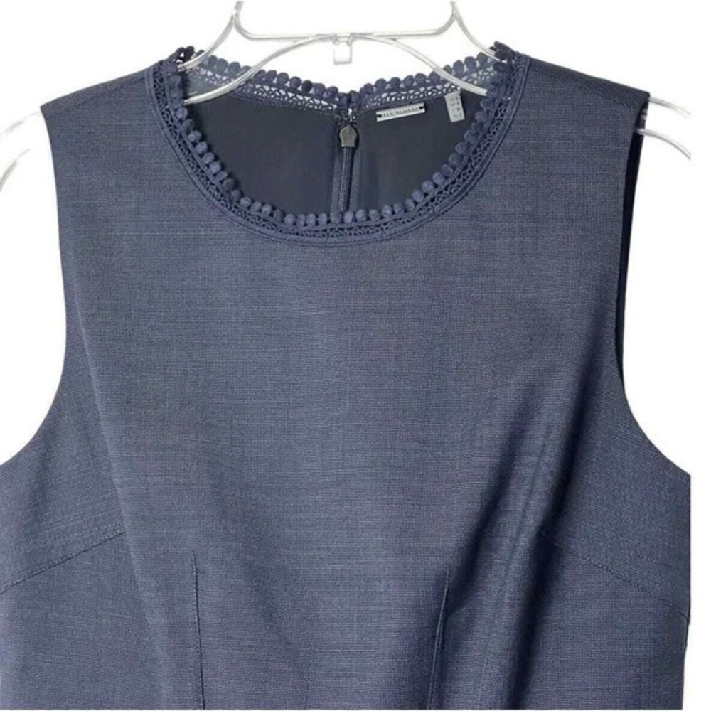 "Elie Tahari Navy Sheath Dress Size 0 Lace Trim Work Office - Picture 4 of 8